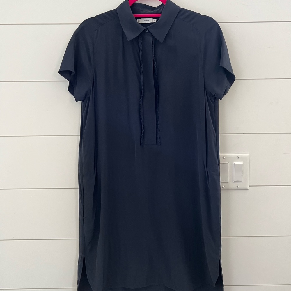 Vince Silk Navy Blue t-shirt dress